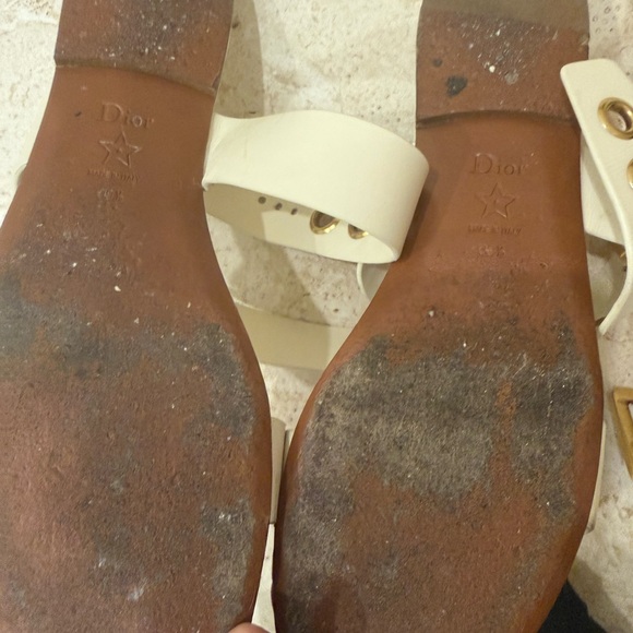 Dior Women's white Sandals with Gold Accents - Picture 4 of 9